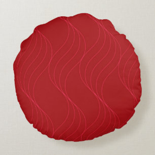 Red, elegant, simple modern cool wavy illustration round cushion
