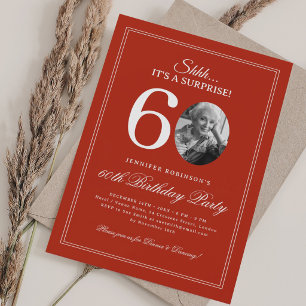 Red Elegant Surprise 60th Birthday Party Invitation