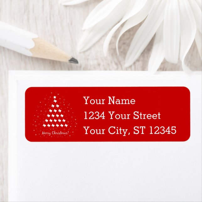Red Elegant Texas Christmas Tree Label Return Address Label (Insitu)