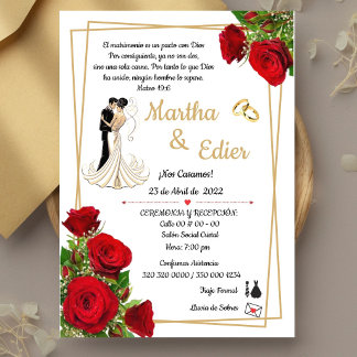 Red Elegant Timeless Love Wedding Invitation 