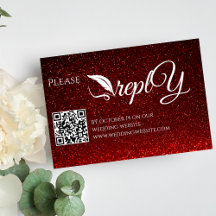 Red Elegant Wedding RSVP | QR Code Minimalist 