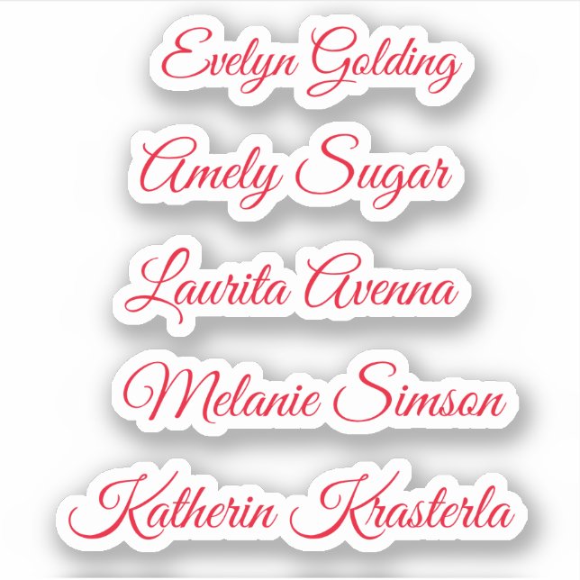 Red elegant whimsical script personalised name   (Front)