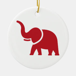 Red Elephant Christmas Tree Ceramic Ornament