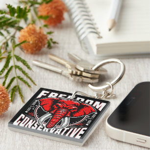 Red Elephant Faith Family Freedom Conservative Key Ring
