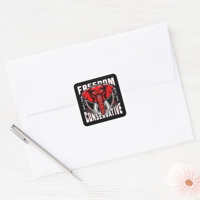 Red Elephant | Faith Family Freedom Conservative Square Sticker (Envelope)