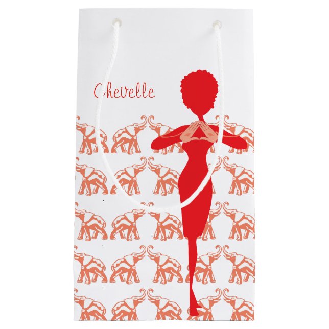Red Elephant Girly illustration Small Gift Bag (Front)