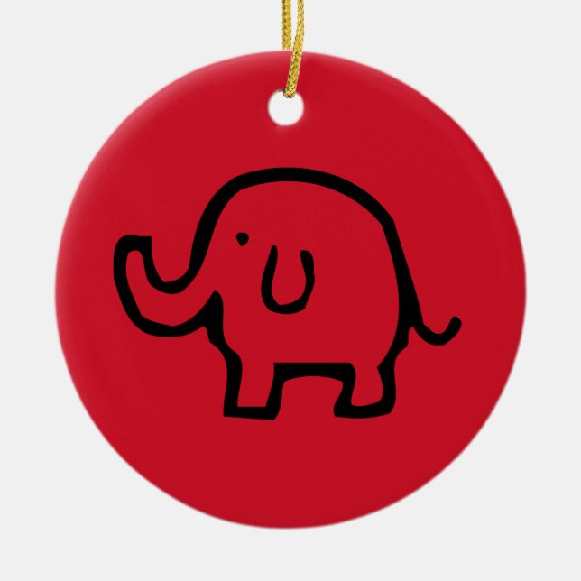 Red Elephant Image Ornament (Front)