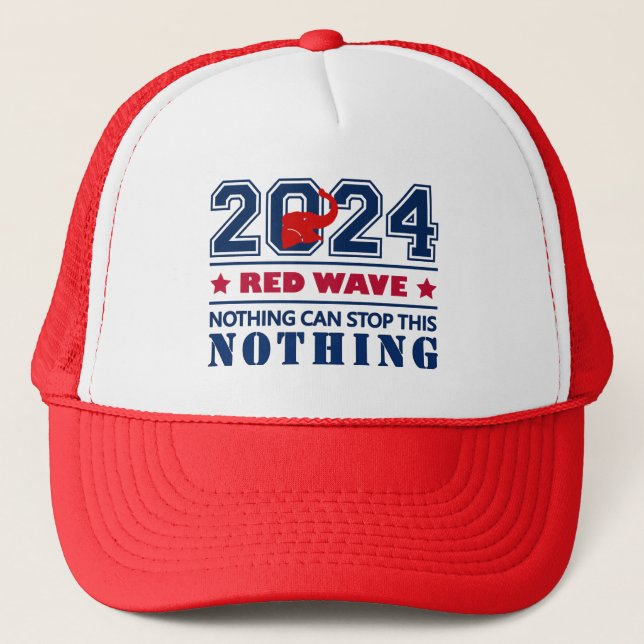 Red Elephant RED WAVE 2024 Elections USA Trucker Hat (Front)