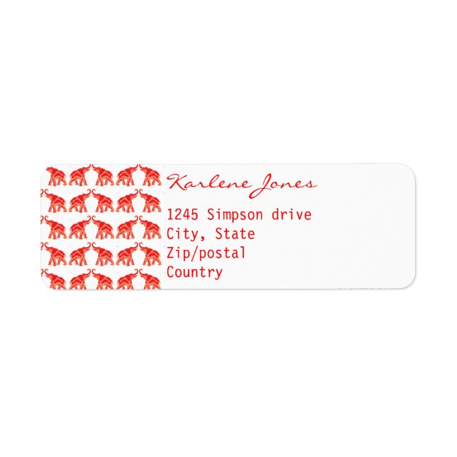 Red Elephant Return Address Label (Front)