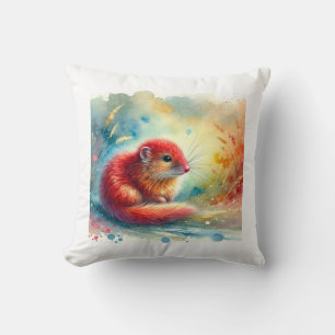 Red Elephant Shrew 180724AREF135 - Watercolor Cushion