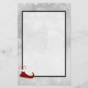 Red Elf Shoe on Silver Bokeh Background Stationery