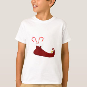 Red Elf Slipper with Candy Canes Kids' T-Shirt