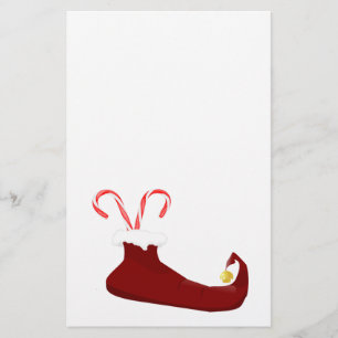 Red Elf Slipper with Candy Canes Scrapbook Paper