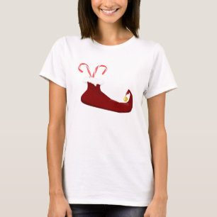 Red Elf Slipper with Candy Canes T-Shirt