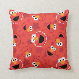 Red Elmo Faces Pattern Cushion