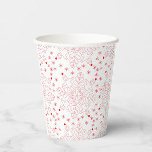 Red elves and snowflake pattern paper cups