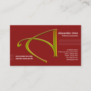 Red Emboss Gold Letter-A PR Business Card