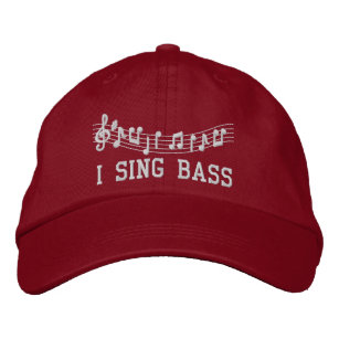 Red Embroidered I Sing Bass Music Hat