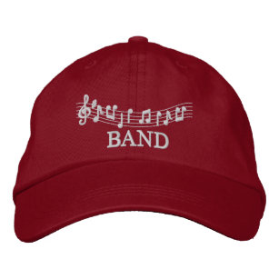 Red Embroidered Music Band Hat