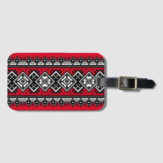 Red Embroidery Luggage Tag (Front Horizontal)