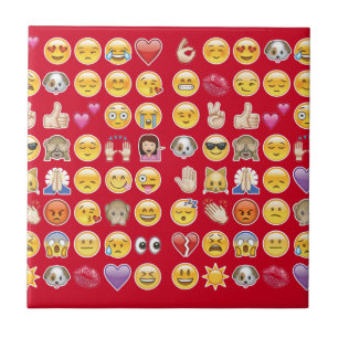red emoji ceramic tile