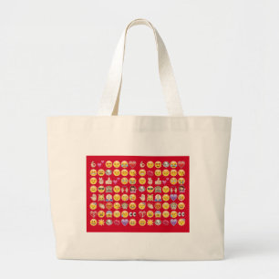 red emoji large tote bag