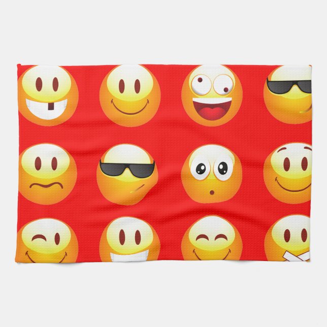 red emojis tea towel (Horizontal)