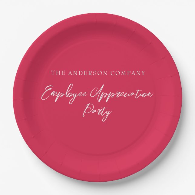 Red Employee Appreciation Event  Paper Plate (Front)