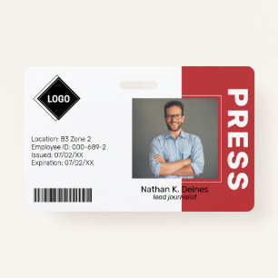 Red   Employee Photo ID Company Security ID Badge