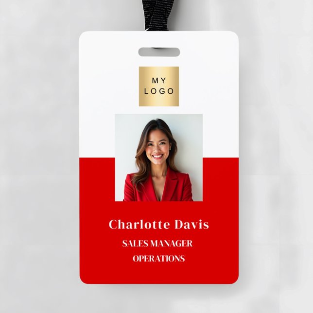 Red employee photo ID company security ID Badge (Creator Uploaded)