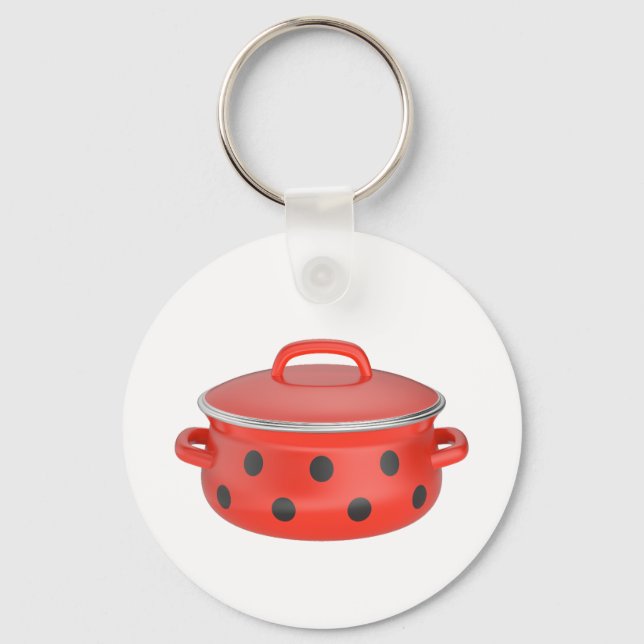 Red enamel cooking pot key ring (Front)