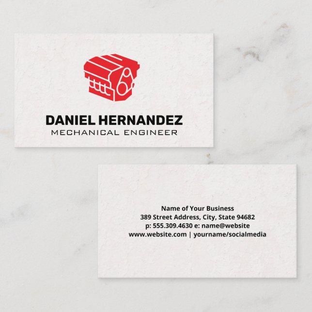 Red Engine Block Icon Business Card (Front/Back)