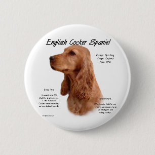 Red English Cocker Spaniel History 6 Cm Round Badge