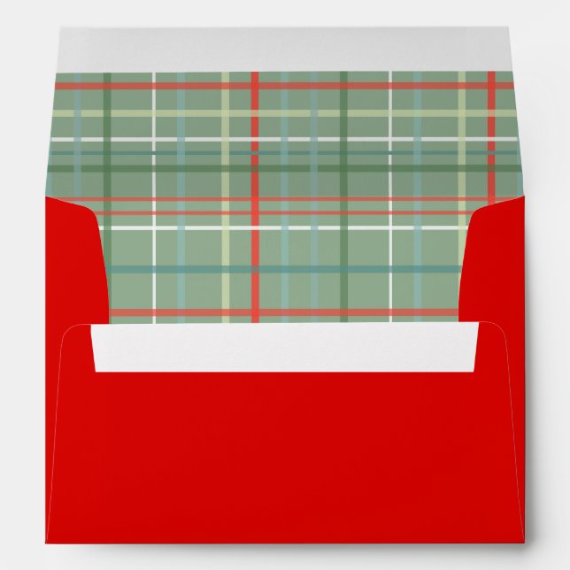 Red Envelope with Christmas Plaid Lining (Back (Bottom))