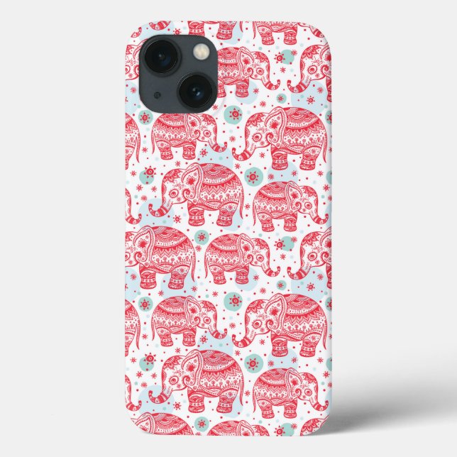Red Ethnic Elephant Pattern Case-Mate iPhone Case (Back)