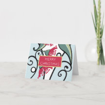 Red Eucalyptus Gum Nut Floral Pattern Gift Card