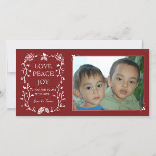 Red Evergreen Christmas Holiday Photo Card