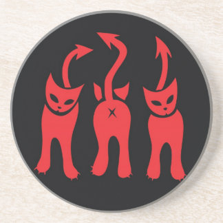 Red Evil Kitty Coaster