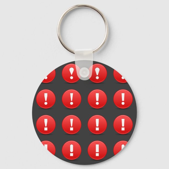 Red Exclamation Mark Warning Icons Key Ring (Front)