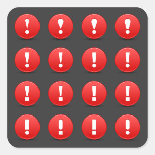 Red Exclamation Mark Warning Icons Square Sticker