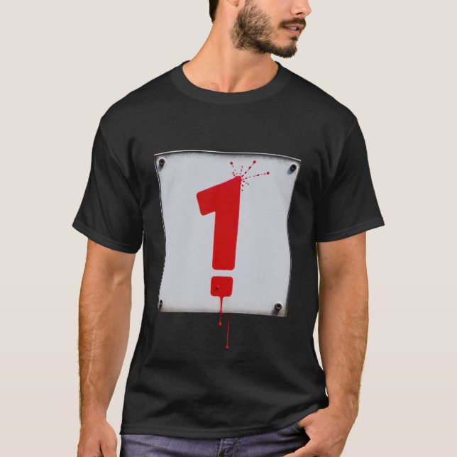 Red Exclamation Mark with Paint Splatters T-Shirt (Front)
