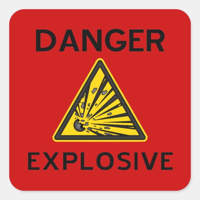 Red Explosive Warning Sign Sticker (Front)