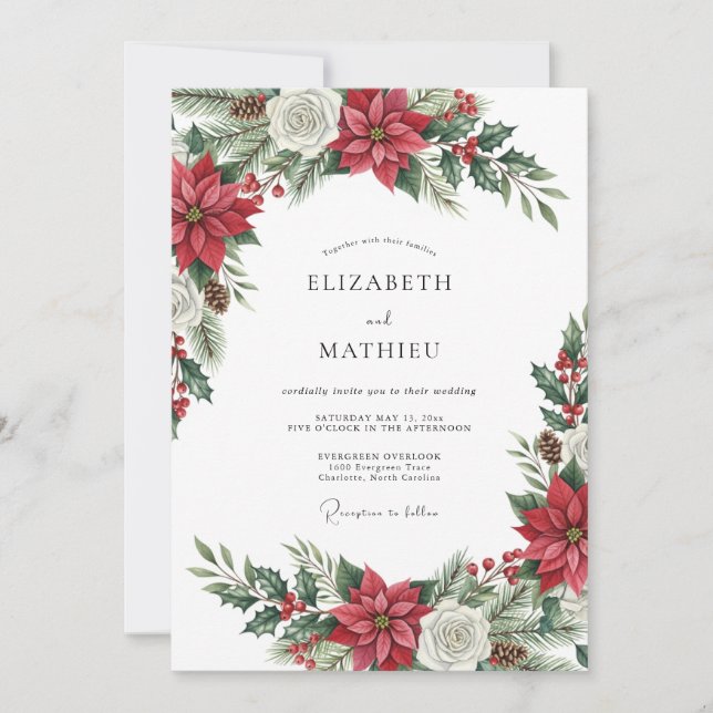 Red Exquisite Winter Wedding Invitation (Front)