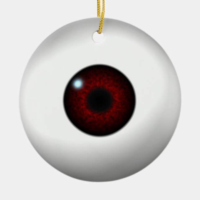 red eye / green eye ceramic tree decoration (Front)