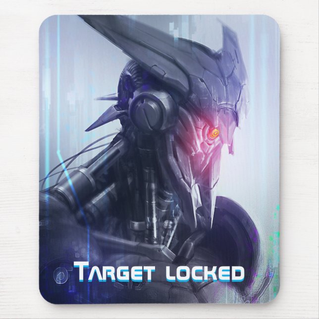 Red-Eye: Menacing Sci-Fi Dystopian Assasin Droid M Mouse Pad (Front)