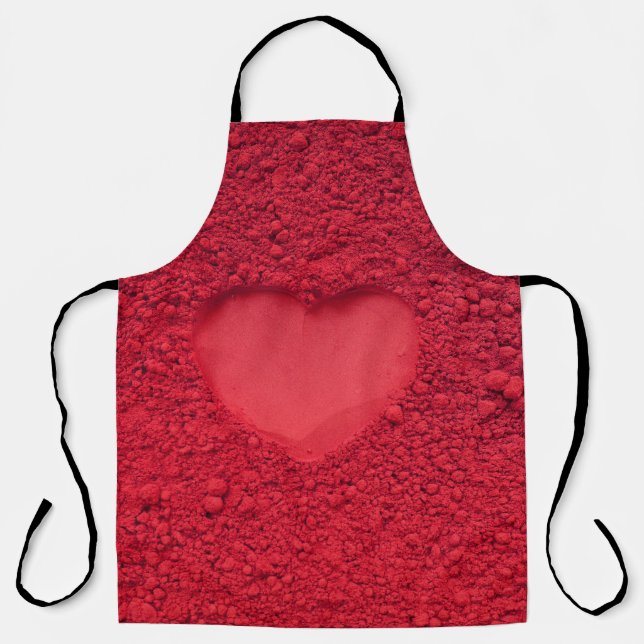 Red Eye Shadow Heart: Matte Cosmetic Texture Apron (Front)