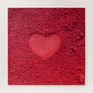 Red Eye Shadow Heart: Matte Cosmetic Texture Jigsaw Puzzle