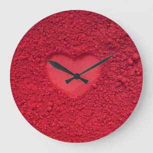 Red Eye Shadow Heart: Matte Cosmetic Texture Large Clock