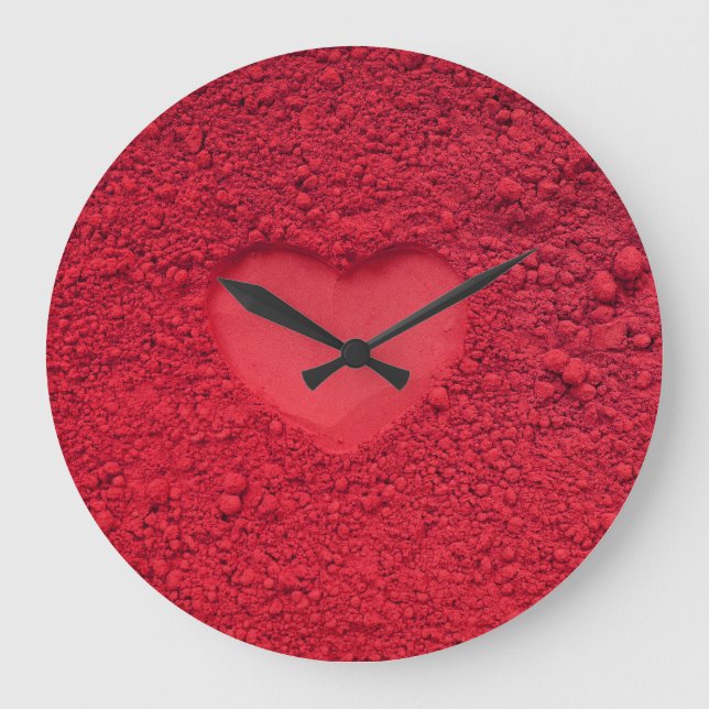 Red Eye Shadow Heart: Matte Cosmetic Texture Large Clock (Front)