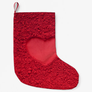 Red Eye Shadow Heart: Matte Cosmetic Texture Small Christmas Stocking